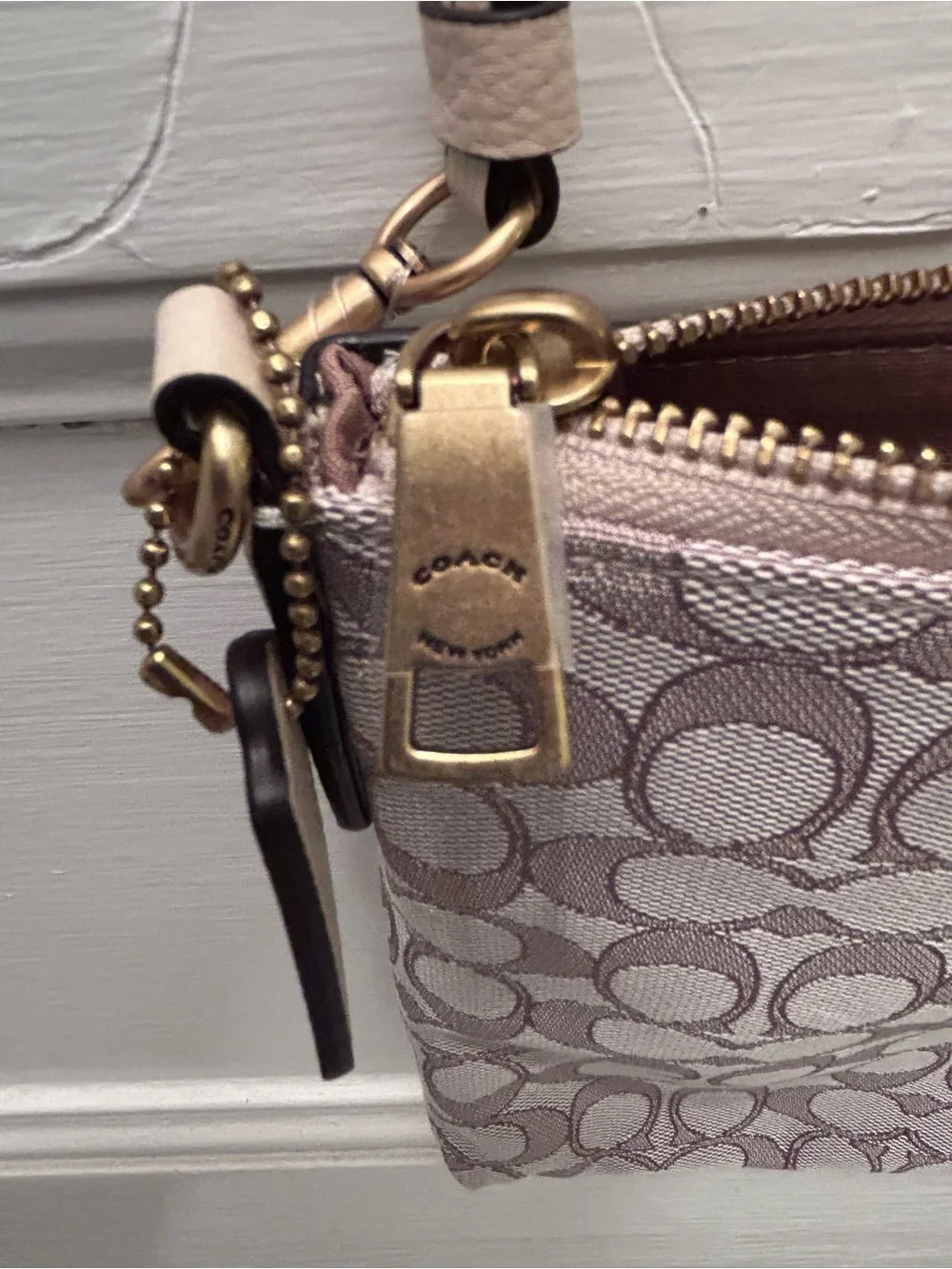 NWT! COACH Signature Jacquard Kitt Stone Ivory Messenger Crossbody Bag